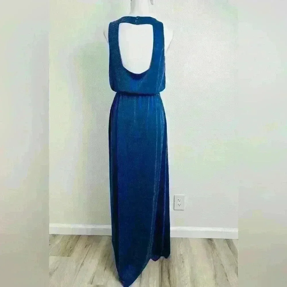 CRISTINAEFFE Sleeveless Sparkly Blue Formal Maxi Dress Size 42 or US size 8 - Picture 3 of 14
